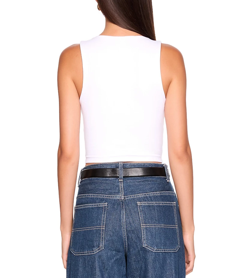Susana Monaco High Neck Sleeveless Cropped Tank Top