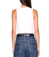 Susana Monaco High Neck Sleeveless Cropped Tank Top