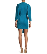 Susana Monaco Knit Pleated V-Neck Short Sleeve Wrap Dress