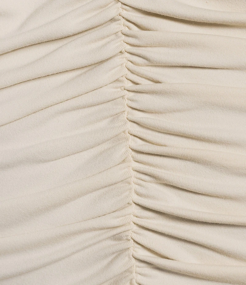 Susana Monaco Mock Neck Overlay Short Sleeve Gathered Top