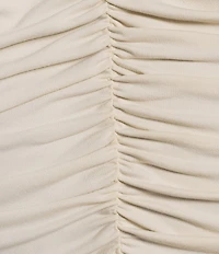 Susana Monaco Mock Neck Overlay Short Sleeve Gathered Top