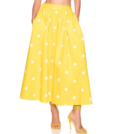 Susana Monaco Polka Dot Poplin A-Line Midi Skirt