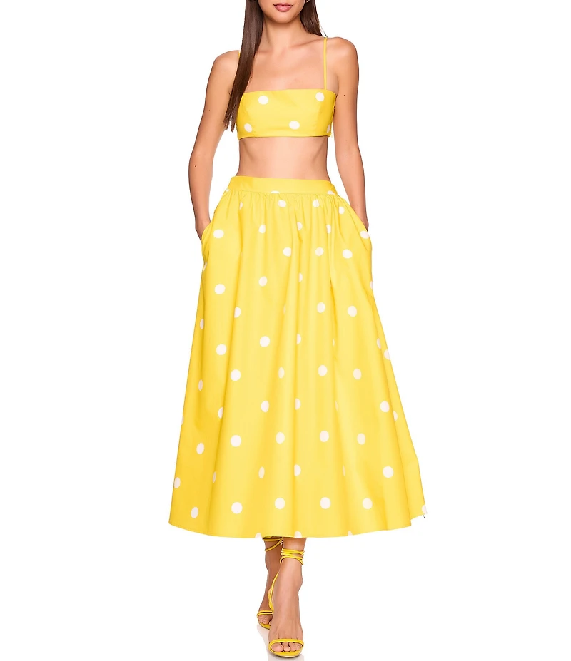 Susana Monaco Polka Dot Poplin A-Line Midi Skirt