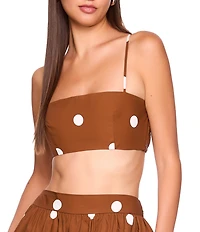 Susana Monaco Poplin Polka Dot Square Neck Sleeveless Crop Top
