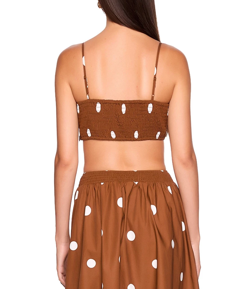 Susana Monaco Poplin Polka Dot Square Neck Sleeveless Crop Top