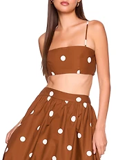 Susana Monaco Poplin Polka Dot Square Neck Sleeveless Crop Top
