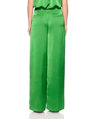 Susana Monaco Satin Pleated High Rise Wide Leg Coordinating Pants
