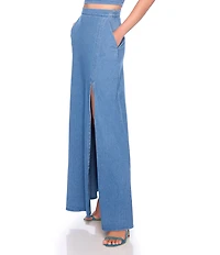 Susana Monaco Side Slit High Rise Coordinating Denim Maxi Skirt