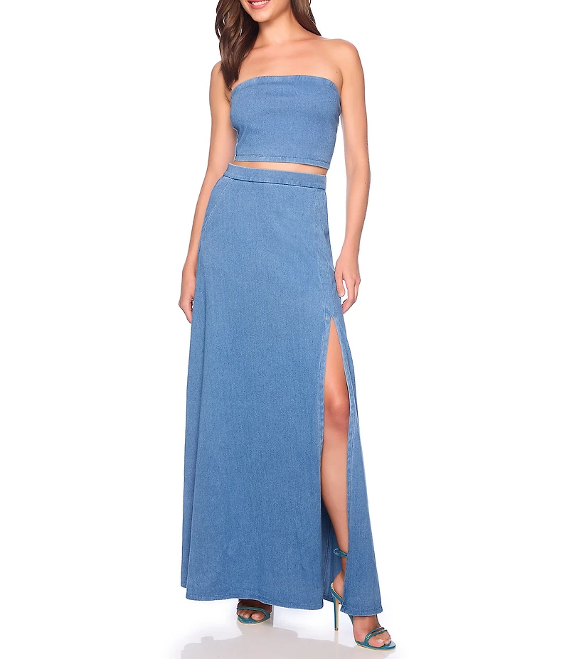 Susana Monaco Side Slit High Rise Coordinating Denim Maxi Skirt
