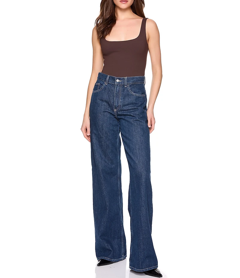 Susana Monaco Signature Stretch Knit Low Open Back Tank Bodysuit