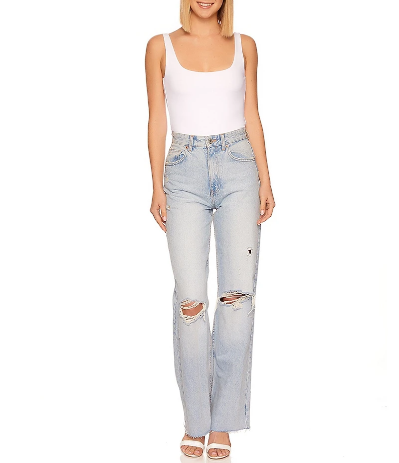 Susana Monaco Signature Stretch Knit Low Open Back Tank Bodysuit