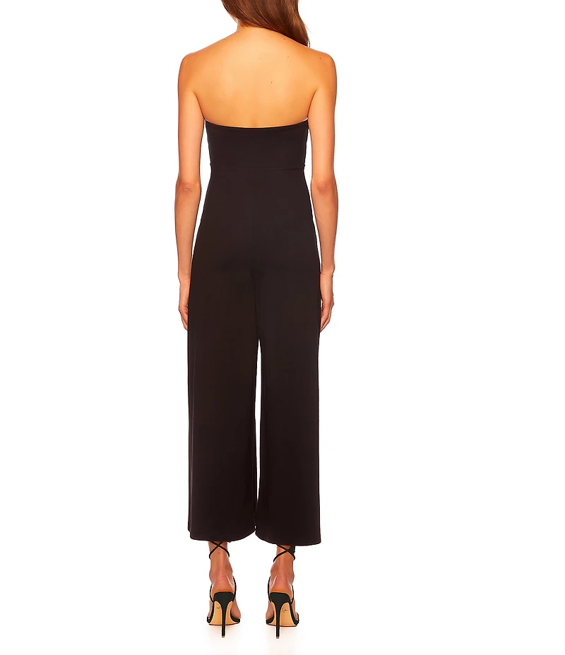 Susana Monaco Signature Stretch Strapless Flare Hem Cropped Jumpsuit