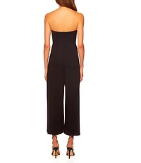 Susana Monaco Signature Stretch Strapless Flare Hem Cropped Jumpsuit