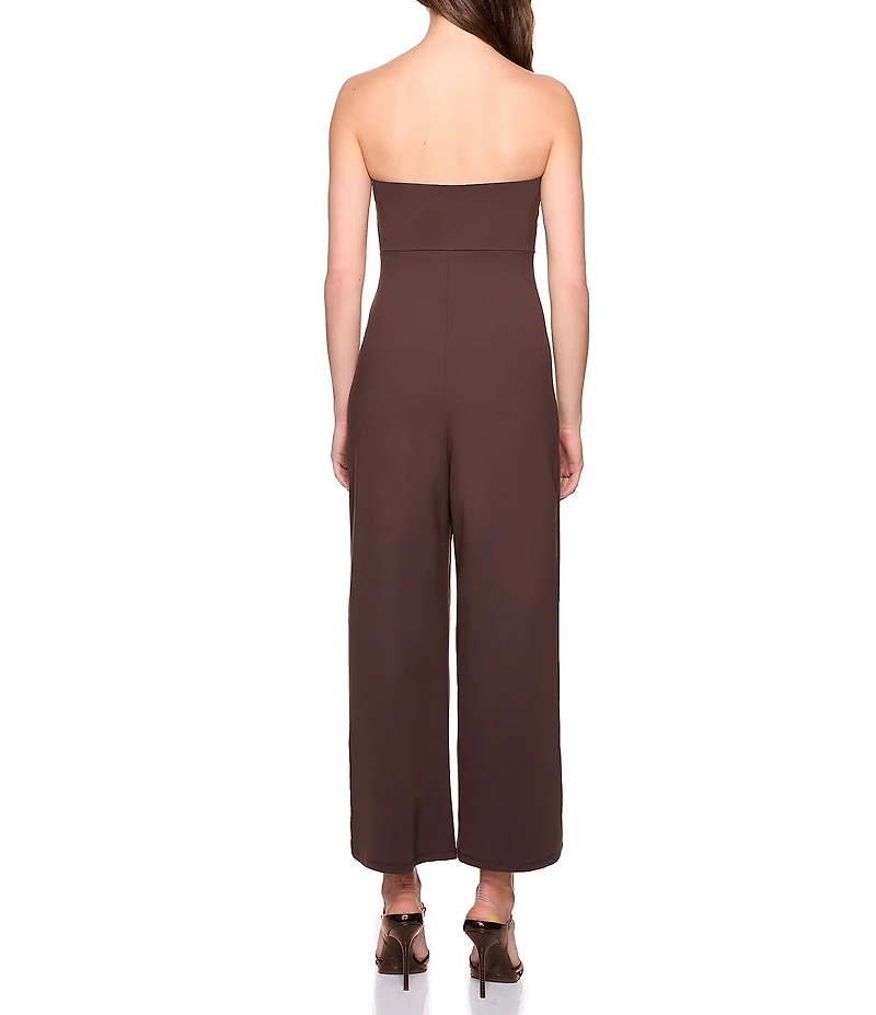 Susana Monaco Signature Stretch Strapless Flare Hem Cropped Jumpsuit