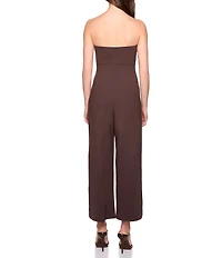 Susana Monaco Signature Stretch Strapless Flare Hem Cropped Jumpsuit