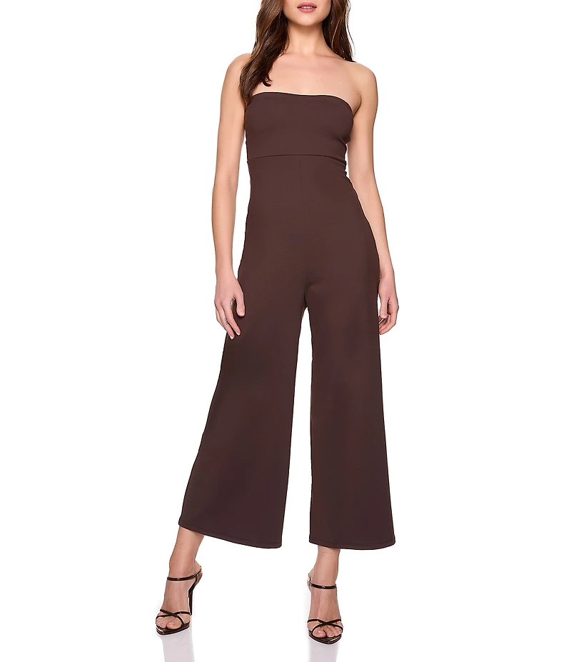 Susana Monaco Signature Stretch Strapless Flare Hem Cropped Jumpsuit