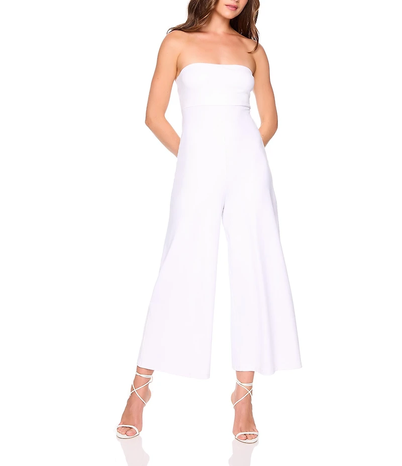 Susana Monaco Signature Stretch Strapless Flare Hem Cropped Jumpsuit