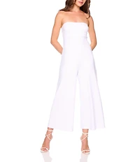Susana Monaco Signature Stretch Strapless Flare Hem Cropped Jumpsuit