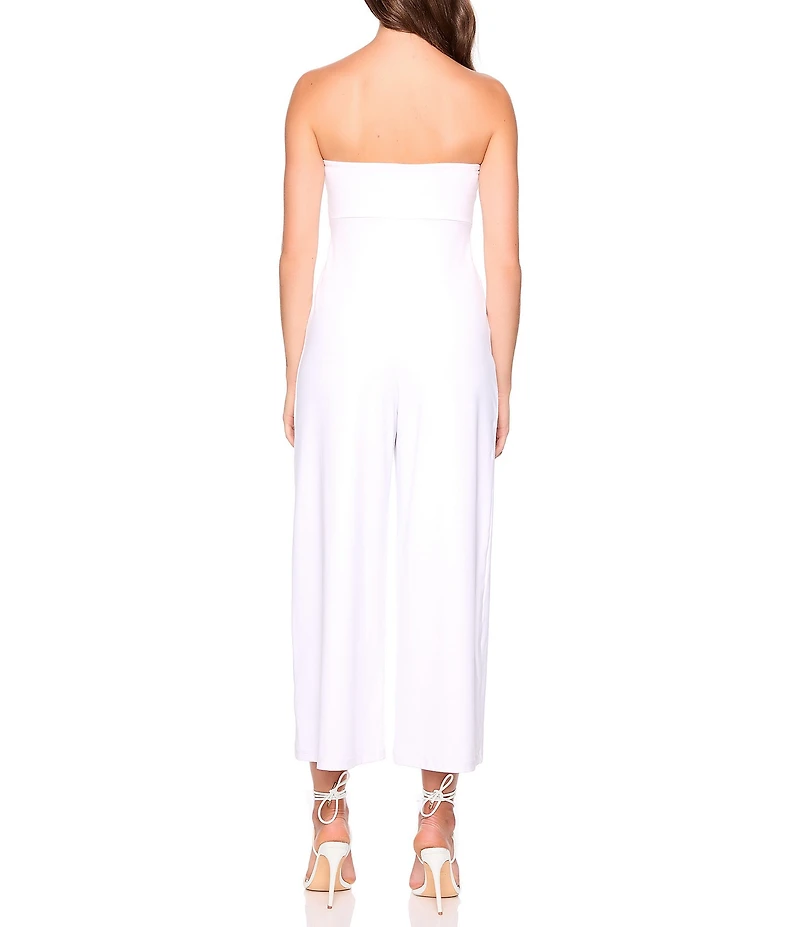 Susana Monaco Signature Stretch Strapless Flare Hem Cropped Jumpsuit