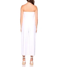 Susana Monaco Signature Stretch Strapless Flare Hem Cropped Jumpsuit