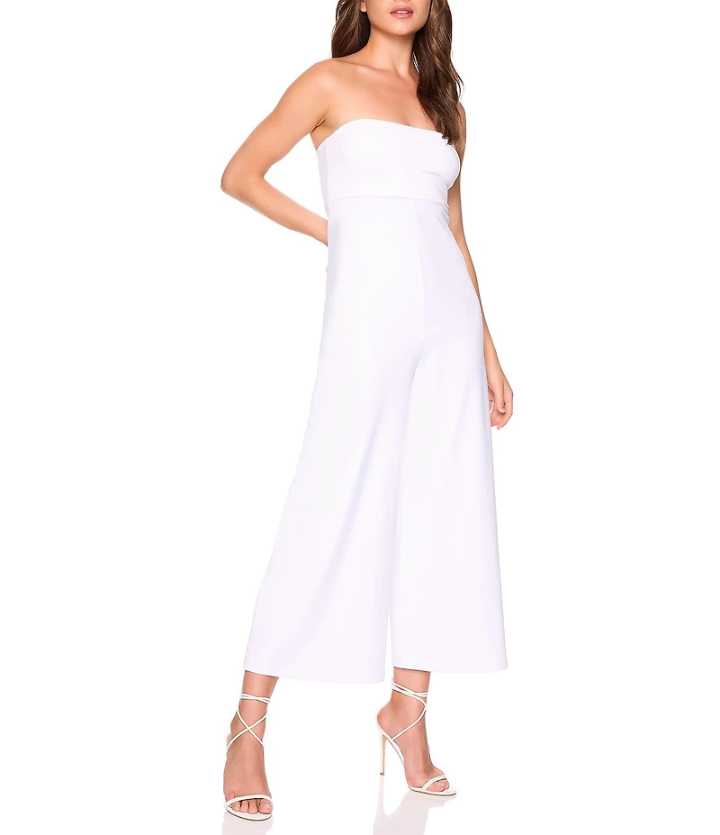 Susana Monaco Signature Stretch Strapless Flare Hem Cropped Jumpsuit