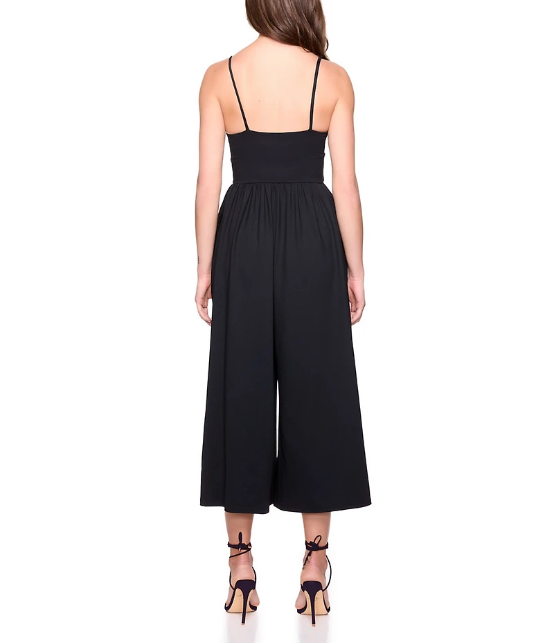 Susana Monaco Slip Top V-Neck Sleeveless Wide Leg Cropped Jumpsuit