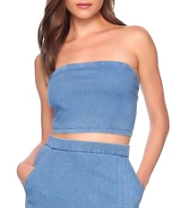 Susana Monaco Square Neck Sleeveless Cropped Coordinating Denim Tube Top