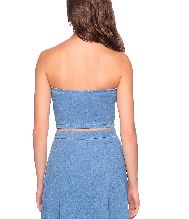Susana Monaco Square Neck Sleeveless Cropped Coordinating Denim Tube Top