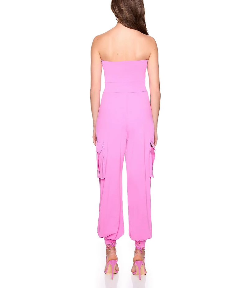 Susana Monaco Strapless Tube Cargo Jumpsuit