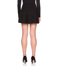 Susana Monaco Stretch Knit High Rise Pleated A-Line Mini Skirt