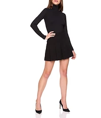 Susana Monaco Stretch Knit High Rise Pleated A-Line Mini Skirt