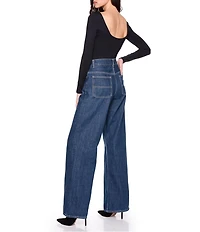 Susana Monaco Stretch Knit Long Sleeve Scoop Back Top