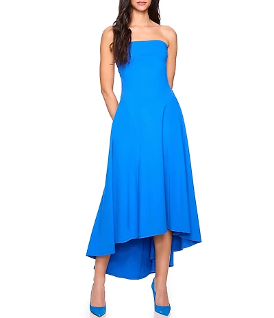 Susana Monaco Stretch Knit Strapless Neck High-Low Midi Dress