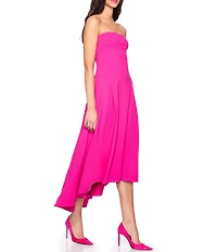 Susana Monaco Stretch Knit Strapless Neck High-Low Midi Dress