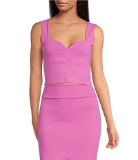 Susana Monaco Stretch Knit Sweetheart Neck Sleeveless Coordinating Cropped Tank