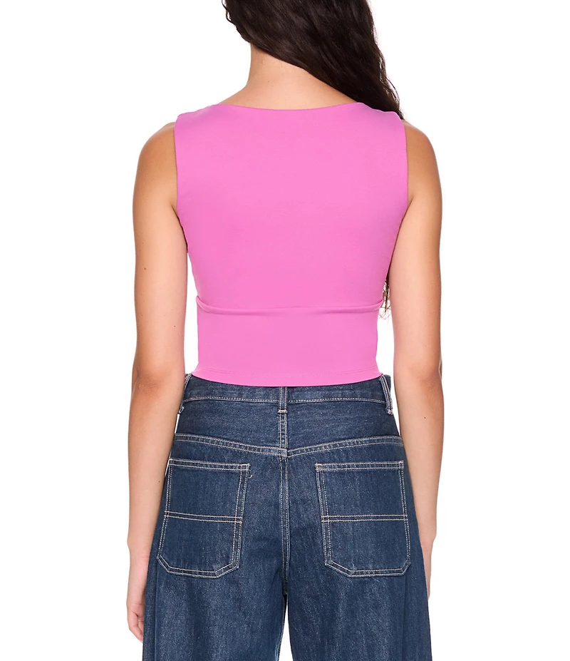 Susana Monaco Stretch Knit Sweetheart Neck Sleeveless Coordinating Cropped Tank