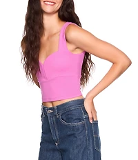 Susana Monaco Stretch Knit Sweetheart Neck Sleeveless Coordinating Cropped Tank