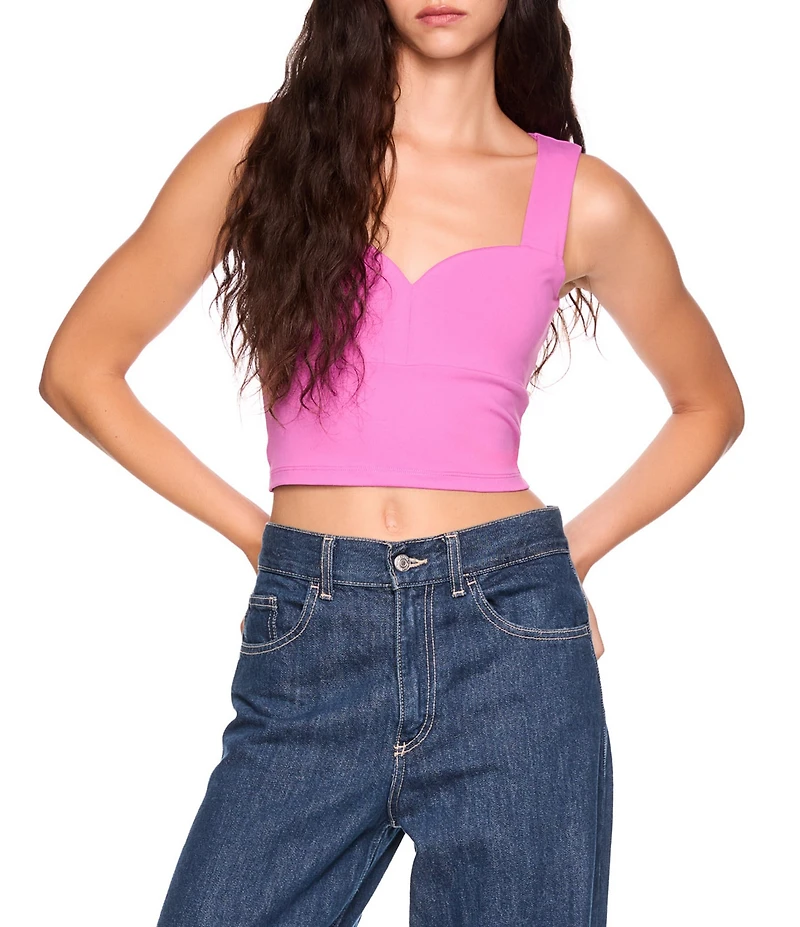 Susana Monaco Stretch Knit Sweetheart Neck Sleeveless Coordinating Cropped Tank