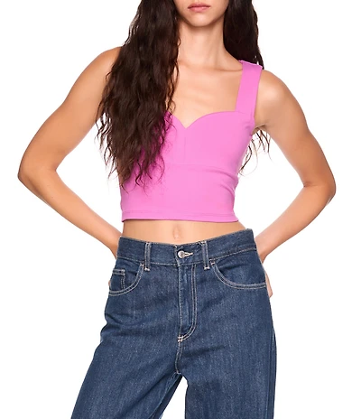 Susana Monaco Stretch Knit Sweetheart Neck Sleeveless Coordinating Cropped Tank