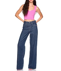 Susana Monaco Stretch Knit Sweetheart Neck Sleeveless Coordinating Cropped Tank
