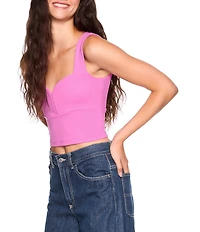 Susana Monaco Stretch Knit Sweetheart Neck Sleeveless Coordinating Cropped Tank