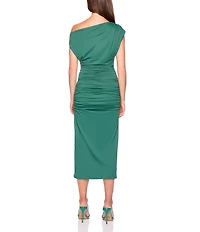 Susana Monaco Stretch One Arm Off The Shoulder Midi Bodycon Dress