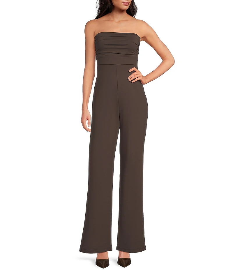 Susana Monaco Tube Gathered Sleeveless Long Jumpsuit