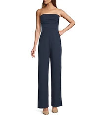 Susana Monaco Tube Gathered Sleeveless Long Jumpsuit