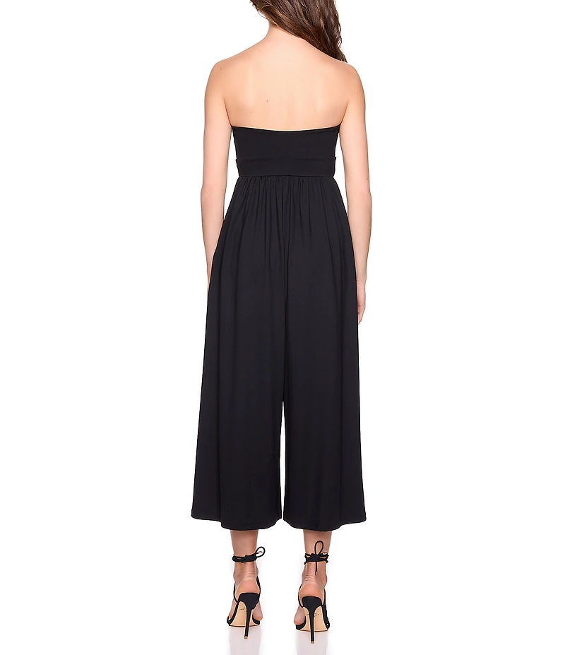 Susana Monaco Tube Strapless Wide Leg Cropped Jumpsuit