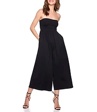 Susana Monaco Tube Strapless Wide Leg Cropped Jumpsuit
