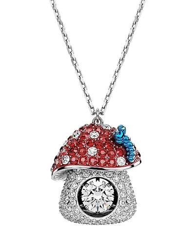 Swarovski Alice In Wonderland Mushroom Crystal Novelty Short Pendant Necklace