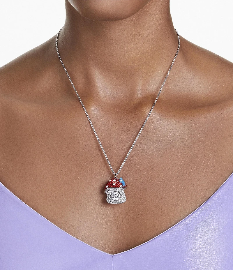 Swarovski Alice In Wonderland Mushroom Crystal Novelty Short Pendant Necklace