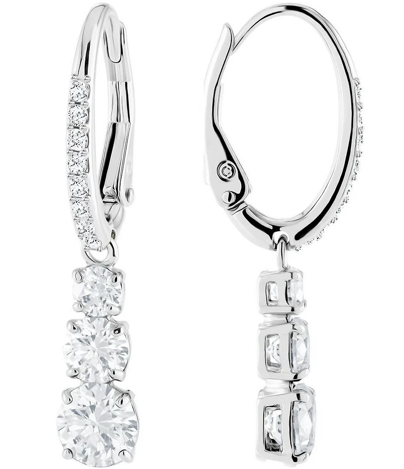 Swarovski Attract Trilogy Round Crystal Linear Earrings