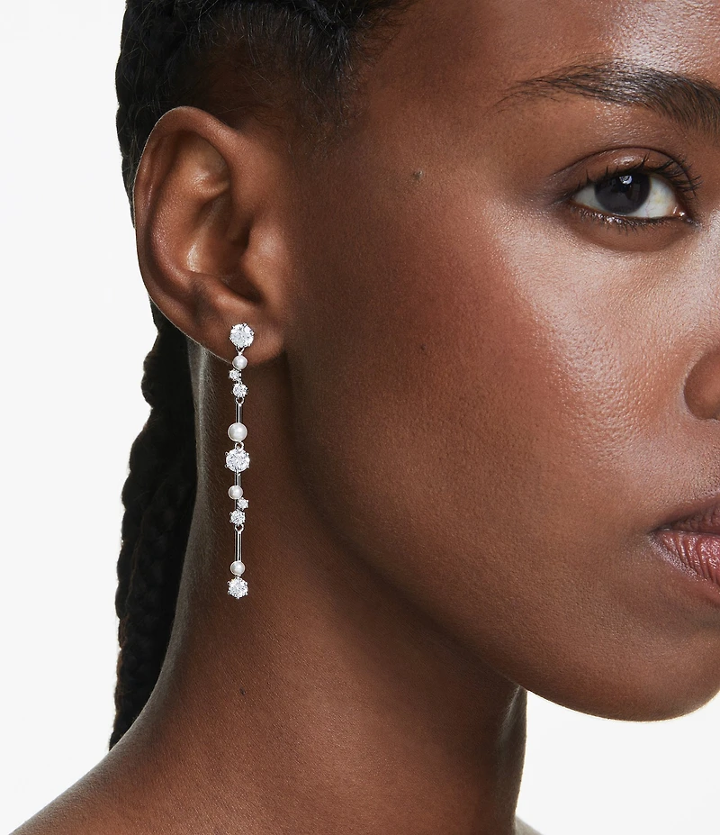 Swarovski Constella Crystal Pearl Linear Earrings